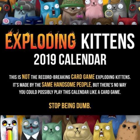 Exploding Kittens 2019 Wall Calendar