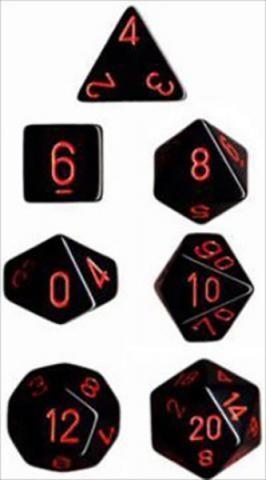 Opaque Black/Red (set of 7 dice)