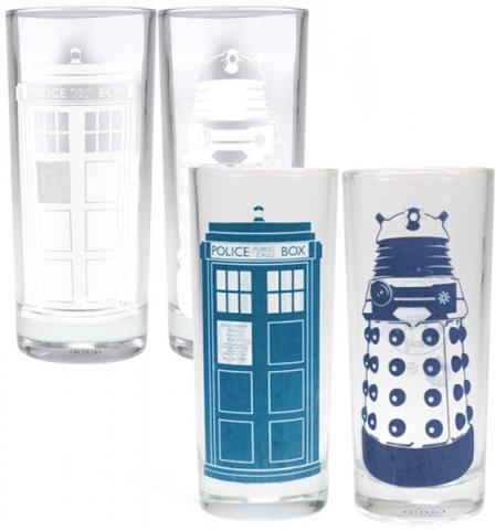 Cold Changing Glasses (Set Of 2) - Tardis & Dalek