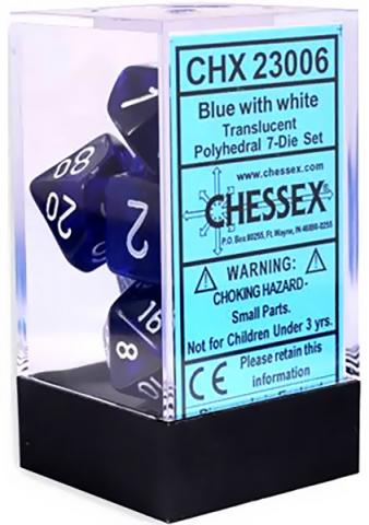 Translucent Blue/White (set of 7 dice)