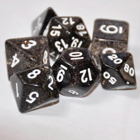 Glitter: Poly Black/White (7 Dice Set)