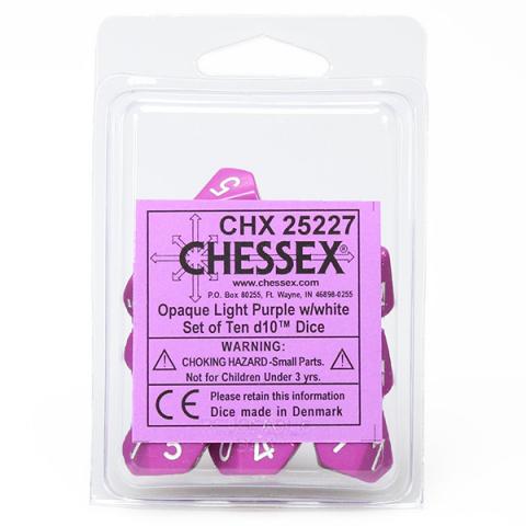 Opaque Purple with White (set of ten d10)