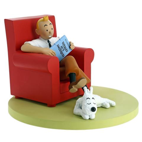 Samlarfigur - Tintin i röd fåtölj