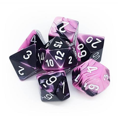Gemini Black-pink with White (set of 7 dice)
