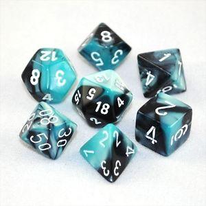 Gemini Black-Shell with White (set of 7 dice)