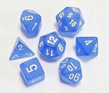 Frosted Blue with White (set of 7 dice)