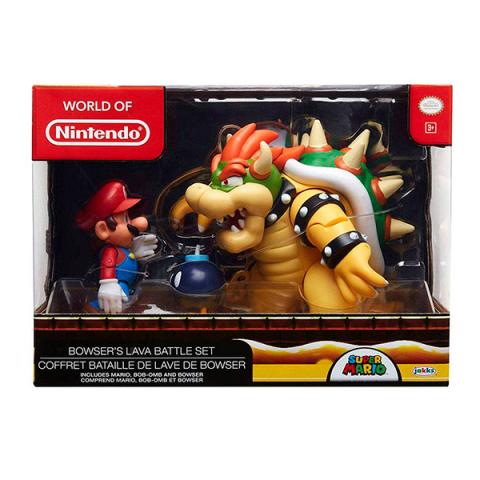 Super Mario 3-Pack Mario vs. Bowser Lava Battle Figures