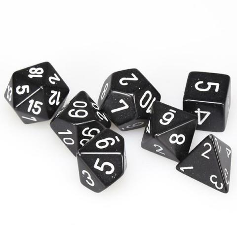 Opaque Black with White (set of 7 dice)