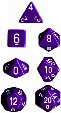 Opaque Purple/White (set of 7 dice)