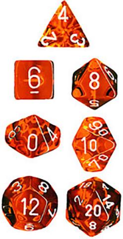 Translucent Orange/White (set of 7 dice)