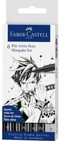 Ritpenna PITT Artist Brush Manga Mangaka set 6 pennor