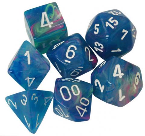 Festive Waterlily/White (set of 7 dice)