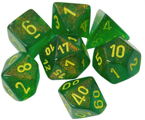 Borealis Maple Green/Yellow (set of 7 dice)