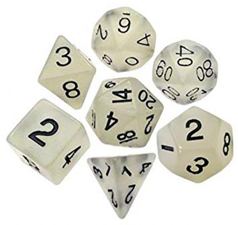 Mini Dice Glow Clear with Black Numbers