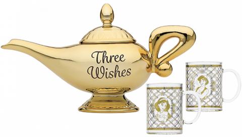 Aladdin Lamp Shaped Tea Pot and 2 Glasses Three Wishes