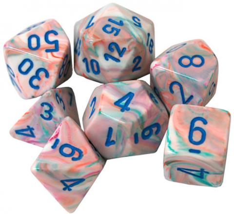 Festive Pop Art With Blue (set of 7 dice)