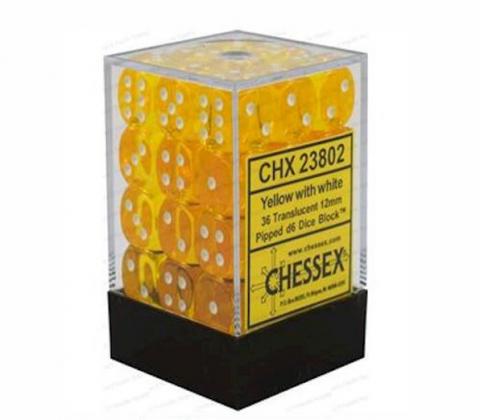 Translucent Yellow w/white Dice Block (36d6)