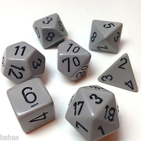 Opaque Grey with Black (set of 7 dice)