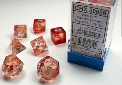 Nebula Red/Silver Luminary (set of 7 dice)