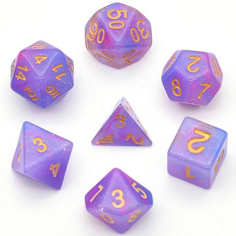 Pink & Purple with Glitter (set of 7 dice)