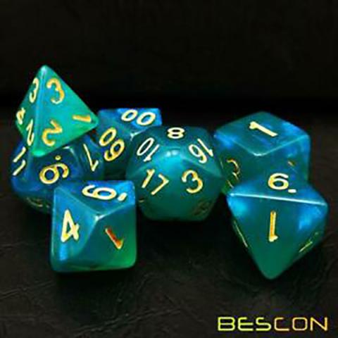 Moonstone Peacock Blue (set of 7 dice)