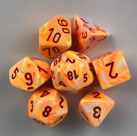 Festive Sunburst/Red (set of 7 dice)