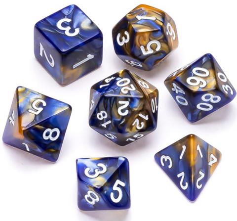 Marble Series: Blue & Gold - Numbers: White