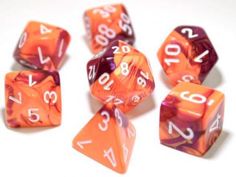 Gemini Orange/Purple/White (set of 7 dice)