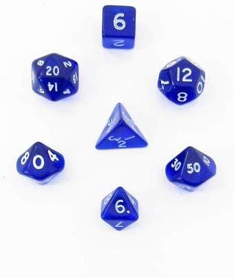 Mini Polyhedral Dice Set (7) - Blue/White