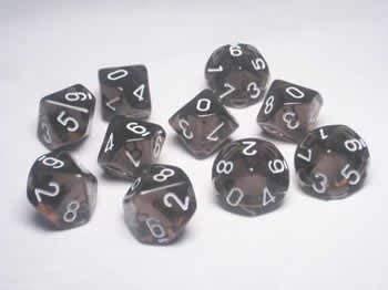Translucent Smoke/white (set of ten d10)