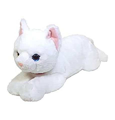 Lying Down Cat Plush: Medium White