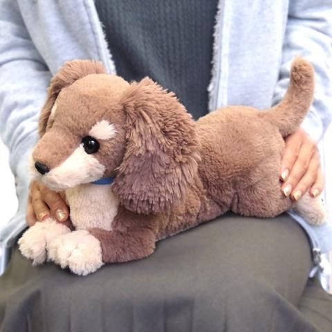 Lying Down Dog Plush: Small Brown Miniature Dachshund Lying Down Dog Plush: Small Brown Miniature Dachshund
