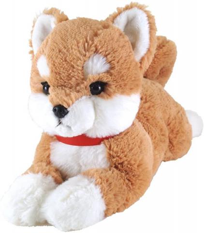 Lying Down Dog Plush: Small Beige Shiba Inu