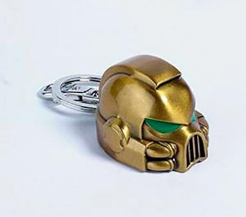 Warhammer Keychain: Metal Space Marine MKVII Helmet Gold