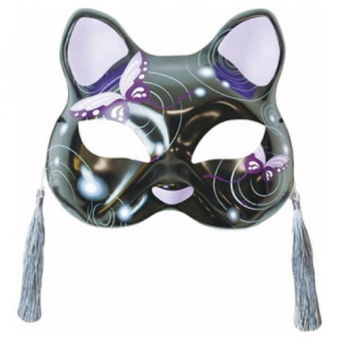 Half Mask Neko (Purple Butterflies Cat)