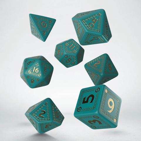 RuneQuest RPG - Turquoise & Gold Dice Set (7dice set)