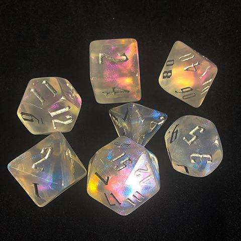 Transparent Glitter Dice (set of 7 dice)