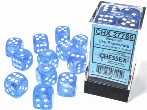 Borealis Sky Blue with White Dice Block (12 d6)