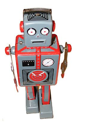 Robot Mechanical stor med fjäder på huvudet