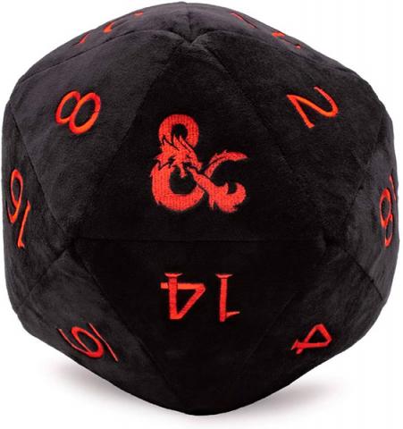 Black Dungeons and Dragons Jumbo D20 Novelty Dice Plush Pillow