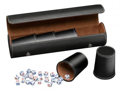 Synthetic Leather Dice Cup Set (Black)
