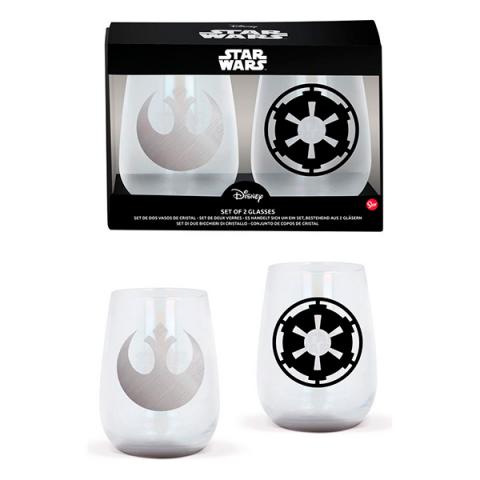 Crystal Glasses 2-Pack Rebel & Imperial Logo