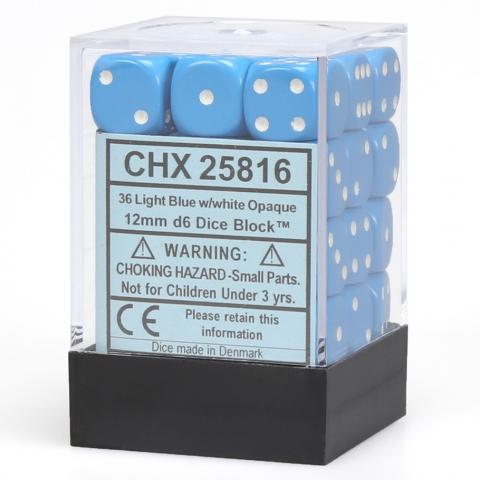 Opaque Light Blue with White Dice Block (36 d6)