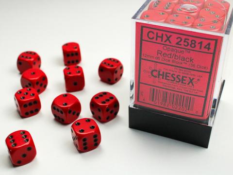 Opaque Red with Black Dice Block (36 d6)