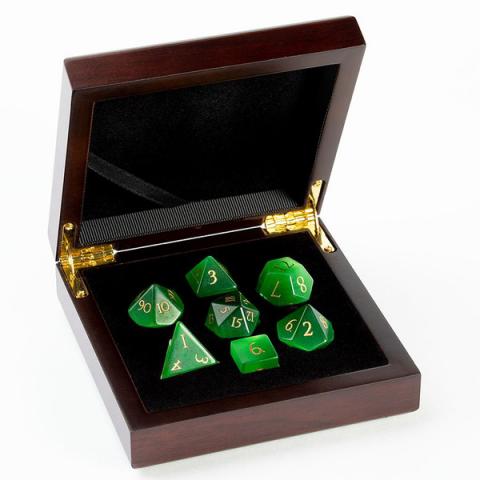 Cats Eye: Synthetic Green Dice Set