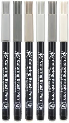 Koi Color Brush Set 6 Grey Koi Color Brush Set 6 Grey