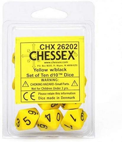 Opaque Yellow with Black (set of ten d10)