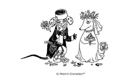 Moomin Letterpress Postcard - Bröllopspar