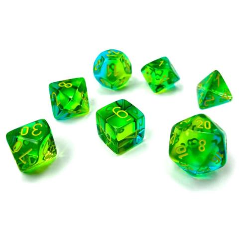 Gemini Translucent Green-Teal/yellow (set of 7 dice)