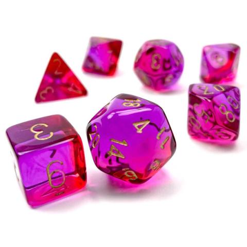 Gemini Translucent Red-Violet/gold (set of 7 dice)